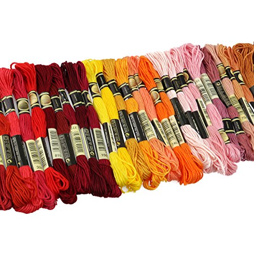 Tinksky Stickgarn Sticktwist 8m 6-Fädig mehrfarbigen Farblich Bunt Basteln, 100 Docken - 6