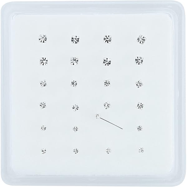 3 Boucles D'Oreilles Nez Bâton Droit Argent - Zircone Cubique 1mm Très Brillante - Argent Sterling 925