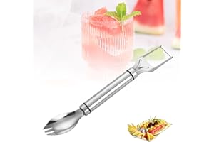 YEJAHY 1 pezzo 2 in 1 taglierina per frutta in acciaio inossidabile, taglierina per anguria a doppia testa, coltello da taglio per forchetta da frutta a doppia testa per casa, festa, campeggio