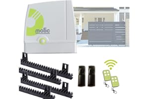 MOTIC - Motor Puerta Corredera - Kit motor para puertas correderas hasta 600 kg - motor, cuadro de control,sensores infrarrojos, 2 mandos a distancia y 4 metros de cremalleras