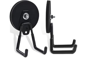 MAGXCENE Crochets magnétiques,88mm Aimants puissants avec crochets, Crochets magnétiques pour cuisine, garage，réfrigérateur, rideaux, salle de classe, barbecue, outils (Noir, 2 Pcs)