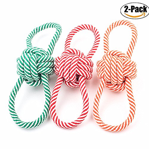 Preisvergleich Produktbild Chickwin Hund kauen Spielzeug, 2PC Geflochten Langlebig Pet Seil Welpen Spielzeug Baumwolle Zahnreinigung Seil Spielzeug Qualitativ Hochwertige Baumwolle Fasern Farbige Spielzeug (D)