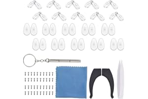 YMWALK Kit di Riparazione per Occhiali: 10 Paia di Naselli per Camera d'Aria in Silicone e 10 Paia di Naselli Antiscivolo per Occhiali con Micro Cacciavite e Pinzette
