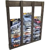 Premium Kart Sergileme Standı, Kartonet Doğal Ahşap Sergileme Vitrini, Oyuncak Araba Rafı-Ceviz