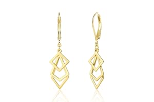 ALEXCRAFT Boucles d'OreilleFemme Perles Argent 925/Or Pendante Longues, Plaqué Or 14 Carats, Cadeaux Bijoux