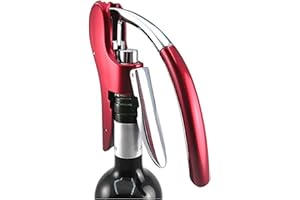 KAYCROWN Abrebotellas profesional Best Utensils de aleación de zinc para vino, premium, con palanca, sacacorchos con cortador de papel de aluminio integrado, juego de abrebotellas de camarero rosso