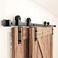 ZEKOO 4 FT- 12 FT Bypass Sliding Barn Door Hardware Kit, Single Track, Double Wooden Doors Use, Flat Track Roller, One-Piece Rail Low Ceiling (5.5FT Single Track Bypass)