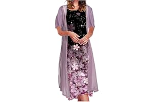ZEIAYUAS Maxi Dress with Sheer Cardigan 2 Piece Set Women Wedding Guest Outfits Elegant Floral Print Sleeveless Chiffon Long Tank Dresses Casual Summer Beach Holiday Party Dress