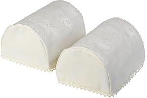 Maple Textiles Decorative Swirl Jacquard Damask Standard Round Pair of Arm Caps - Cream (Pair of standard Round Arm Cap)