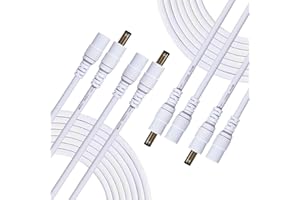 Liwinting 4pcs 1m Cavo di Prolunga DC Maschio a Femmina Cavo di Alimentazione del Connettore 12V 5,5 mm x 2,5 mm per Adattatore di Potenza, Fotocamera CCTV Potenza e più - Bianco