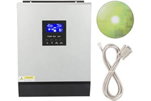 FOCKET Onduleur Hybride Multifonctionnel, Chargeur D'inverseur Hybride à Onde Sinusoïdale Pure Haute Fréquence de 3KVA 2400W 24V, Convertisseur D'inverseur D'alimentation Réseau Avec Contrôleur Solaire 50A