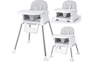 Bellababy 3in1 Baby Hochstühle ab Geburt, Kinderhochstuhl Klappbar,Babystuhl Sitz Verstellbarer Umwandelbarer Babyhochstuh mit Sicherheitsgurte,Tablett,Kompakt/Tragbar ab 6 Monate bis 6 Jahre