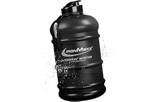 IronMaxx Water Gallon - Frosted Black 2200ml | Senza BPA e DEHP | Borraccia ermetica con scala graduata | Disponibile in vari colori – perfetta per sport, lavoro e uso quotidiano