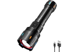 APLOS F60 Zoom latarka do ponownego ładowania, 6000 lumenów, latarka LED, bardzo jasna, 5 trybów, zoom, wodoszczelna latarka, do użytku na zewnątrz, do domu, na kemping, wędrówki