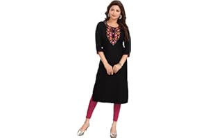 ladyline Liza Kurta Tunika-Top, Viskose, einfarbig, mehrfädig, bestickt, Kurti für Damen