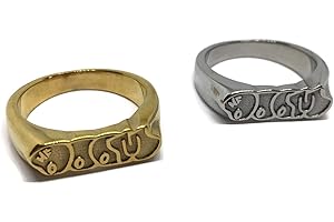 Gifts From The Crypt MF DOOM Inspired Graffiti Ring | Stainless Steel Silver Band Unisex Statement Band Hip Hop Rapper Dr