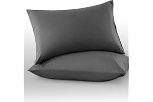 SUPER DREAMER GC GAVENO CAVAILIA Microfiber Pillow Cases 2 Pack - Plain Dyed Housewife Pillowcases - Charcoal - (74x48 cm)