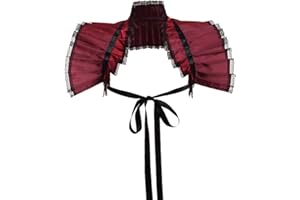 GRACEART Damski wiktoriański kołnierzyk bolerko z falbanką, czerwony (wine red), Rozmiar uniwersalny