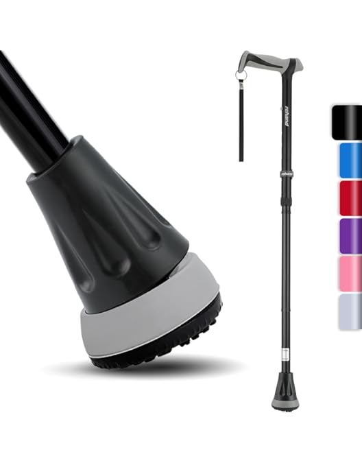 Aidapt Black Right Handed Palm Grip Ergonomic Height Adjustable Walking