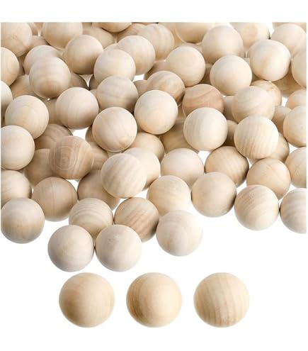 QUARKZMAN 100pz Mezza Sfera in Legno, 20mm Sfere Emisferiche non Finite Perline Rotondo Legno Naturale per Artigianato Fai-Da-Te Ornamenti Festival
