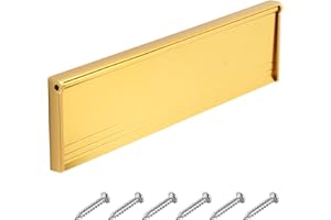 LTTEEA 11.5 Inch Internal Letter Box Draught Excluder Metal Letter Box Flap Door Letterbox Flap Cover with Brush & Flap Gold Brass Finish Letter Box Cover for Wood, uPVC & Composite Doors