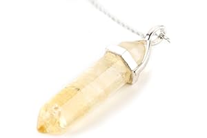 LAVISA Obelisk Edelsteinkette, Anhänger, echte Kristall kette, Halskette, Rosenquarz, Amethyst, Naturstein - 55 + 5 cm