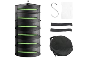 WDKXCN Filet de séchage pour herbes - 6 couches - 60 cm - Avec crochets en forme de S - Pliable - Avec fermeture éclair - Pour plantes, légumes, herbes, bourgeons et poissons