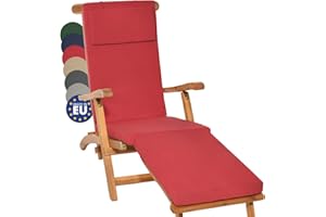 ‎BEAUTISSU Beautissu Luxus Deckchair Auflage Sonnenliege 175x45x5cm LoftLux DC – Bezug Abnehmbar – Polsterauflage für Liegestuhl Auflage Gartenliege Polster – Liegenauflage Gartenmöbel Kissen Rot