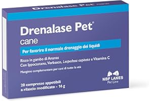 NBF Lanes | Drenalase Pet Cane, 20 Compresse Appetibili Non Divisibili a Rilascio Modificato, per Favorire il Normale Drenaggio dei Liquidi