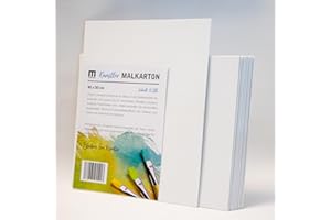 M MERCEO 10 Stück, 40x50cm große Künstler-Leinwände zum bemalen, leere weiße Leinwand Malkartons, Malpappen aus 100% Baumwolle, 2-fach weiß grundiert - ideal zum Malen für Profis, Kinder, Hobby