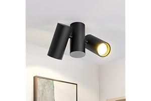 Lichtmaler Reflektor Sufitowy Czarne Spoty Sufitowe - Lampa Sufitowa 2 Płomienie Metalowa GU10 Nowoczesna Obrotowa 180° Wewnętrzna MAX.25W do Salonu Przedpokoju Sypialni Kuchni (bez żarówki)