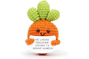 SPRINLOT Carotte Positive, Carotte Positive en français, Peluche Poupées avec Carte Positive, Mini Motivantes Tricotée Carottes, Rigolo Créatifs Peluche Cadeaux pour Famille Homme Femme Enfant Couple Collegue
