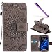 Produktbild Samsung Galaxy S7 Hülle Samsung Galaxy S7 Tasche Leder Cover COTDINFOR Protective Standing Hülle Sunflower Geprägte Mobile Hülle schützen Haut Leder Hülle für Samsung Galaxy S7 Tasche Hülle für Samsung Galaxy S7 Flip Schutzhülle Zubehör Lederhülle mit Cover PU Leder Handytasche im Bookstyle Stand Funktion Kartenfächer Magnet Etui Schale Anti-Vibration kratzfest Gray Sunflower KT