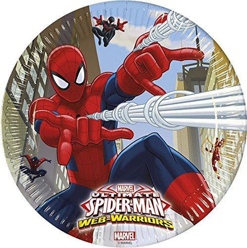 Procos 10108574B – Kinderpartyset – Ultimate Spiderman – Web Warriors, Größe XL, 72-teilig - 2