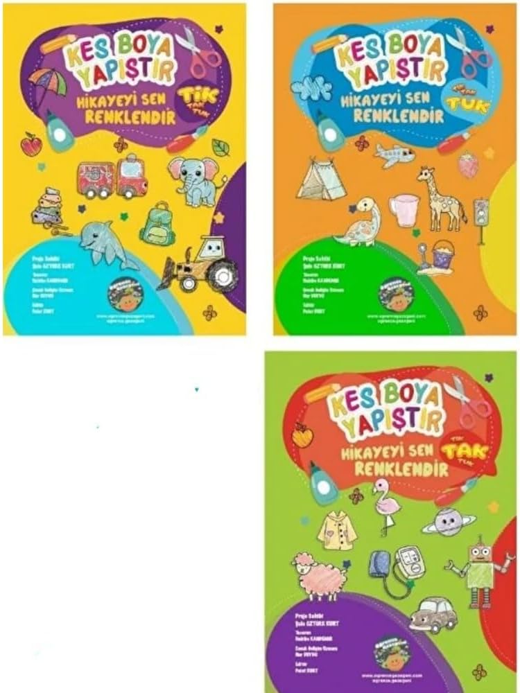 Kes Boya Yapıştır Hikayeyi Sen Renklendir Kes Yapıştır Aktivite Kitabı (3lü Set)