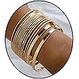 Bufenia Gold Bangle Bracelets Set Boho 14 Pcs Glossy Bangle Layered Charm Bracelets for Women and Girls