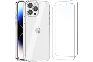 NEW'C Hülle für iPhone 14 Pro (6,1 Zoll) - Ultra Transparent Silikon Weiches TPU Gel und 2 × Panzer Schutz Glas für iPhone 14 Pro (6,1 Zoll) - Anti Scratch