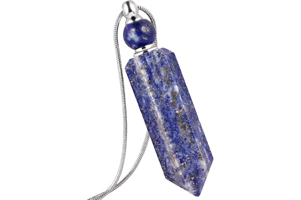 mookaitedecor Collier Diffuseur d'huile Essentielle Aromathérapie Pendentif Pierre Naturelle Cristal Pointe Bijoux pour Femme Homme