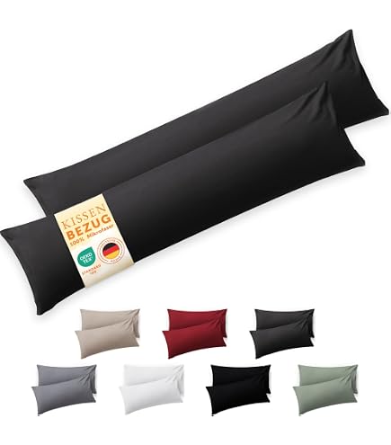 BaSaTex Confezione da 2 federe in jersey, 40 x 145 cm, 100% cotone, colore antracite