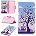 Produktbild Schutzhülle Samsung Galaxy J7 (2017) Hülle Tasche Ledertasche LEMORRY Flip Beutel Haut Slim Bumper Schutz Magnetisch Schließung Stehening Soft Handyhülle Weich Silikon Cover Schale, Niedlich Owl Baum
