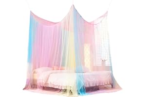 ACTOYS Zanzariera Letto, Zanzariera Quadrata Grandi Dimensioni, Universale Zanzariera per Letto Singolo Matrimoniale,Zanzariera Baldacchino per Terrazzo Gazebo Tenda da Sole Campeggio (Colore-2 porta)