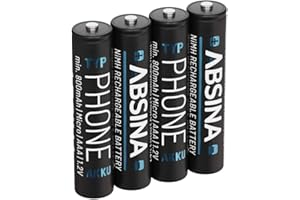 ABSINA 4X AAA Akku für Gigaset Telefon - NiMH Akku AAA für Telefon 800mAh - Akkus wiederaufladbar Gigaset CL660HX, A415, A400, C300, C430, C475, C530, AS690, E290, 520HX UVM - Aufladbare Batterien
