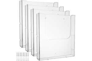 VIDETOL 4 Pack A4 Portrait Wall Mountable Menu Leaflet Holder, Wall Mounted Document Holder, Clear Literature Holders, 4.2x22.4x24.1cm
