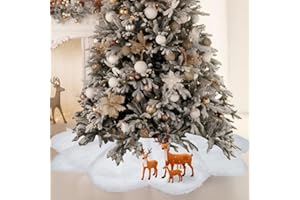 JEFFICA Weihnachtsbaum Decke, 90cm Weihnachtsbaum Teppich Weiss Blütenblattform, Christmas Decorations Christbaumdecke Weiß für Weihnachtsbaum Deko