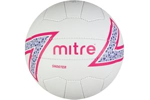 Mitre Shooter Match Ballon de Netball | Excellente Prise en Main | Modèle résistant, Blanc/Cabaret/Violet/Noir