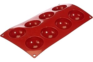 PADERNO WORLD CUISINE Paderno Flexipad Semisfera per Sfere di Cioccolata, Torte, 8 Impronte in Silicone Antiaderente, Dolce Stampo Diametro 6 cm