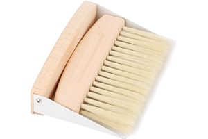 WVU & WVO Juego de escoba y recogedor mini, escoba de mesa y cepillo de mano con recogedor, mini escoba de mesa para migas (color madera)