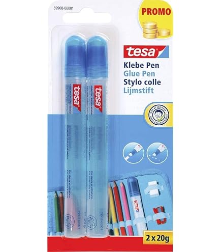 Tesa Glue Pen Duo 2 X 35g - Colla Stick Con Punta Piccola E Grande - Per Carta, Tessuto, Legno