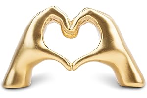 Dszemie Gold Ornaments For Living Room, Heart Hands Sculpture Bedroom Ornaments, Hand Love Gesture Statue Room Accessories, Loved Finger Sculpture Home Decoration Gifts For Women Men Girls Mom Bestie