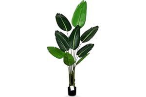 Leflos 150cm pianta artificiale di uccello del paradiso con 10 foglie regolabili, Strelitzia reginae Aiton viva solo per uso interno, 1 pezzo